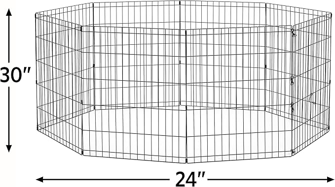 MidWest Homes for Pets Folding Metal Puppy / Dog Exercise Pen, Indoor/Outdoor Playpen with No Door, Provides 16 Sq Feet of Play Space, 30-Inches Tall, Black E-Coated