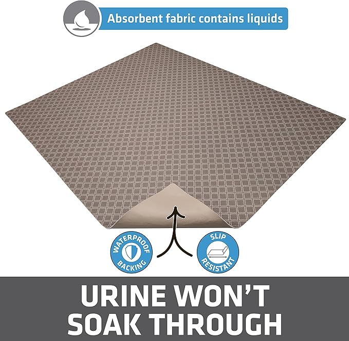 Drymate Cat Litter Box Mat, Litter Trapping Mat, Waterproof, Urine-Proof, Absorbent, Machine Washable, Soft on Paws, Contains Mess, Protects Floors, Kitten Supplies, Taupe, 29x36 XL