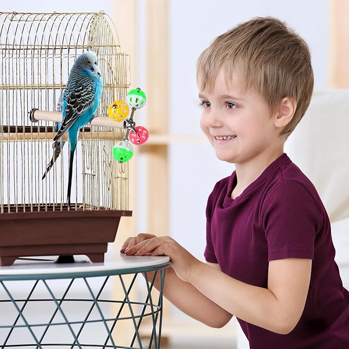 Stand Perch Toy with Rotating Balls for Birds, Parakeets, Budgies, Cockatiels, Parrots, Budgerigars, Conures, Parrotlets, Ringnecks, Lovebirds (2Pcs)