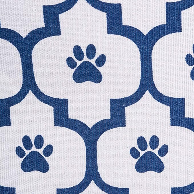 Bone Dry Pet Storage Collection Lattice Paw Print, Small Rectangle, White/Navy