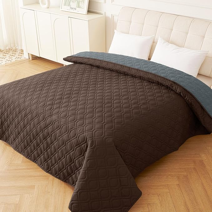 hyha Waterproof Dog Bed Blanket, Soft Pet Blankets, Waterproof Couch Cover for Dogs, Reversible Sofa Covers Washable for Furniture (82x102 Inch, Chocolate/Dark Grey)