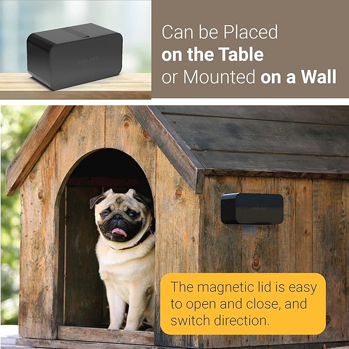 SVD.PET Dog Poop Bag Dispenser, Wall Mount Waste Bag Dispenser, Holds 8 Rolls of Waste Bags, Indoor/Outdoor Wall mount or Place on the Table (Black, Dispenser only)