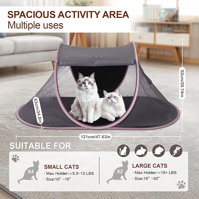 X-ZONE PET Outdoor Cat Tent, Pop Up Cat Playpen, Pet Enclosure Suitable Birds and Small Animals Pink