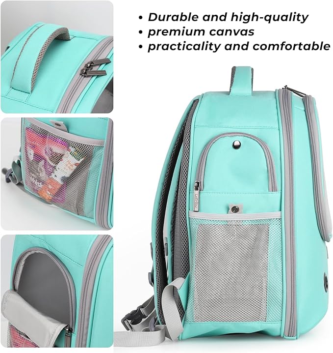 Lollimeow Pet Carrier Backpack, Bubble Backpack Carrier, Cats and Puppies,Airline-Approved, Designed for Travel, Hiking, Walking & Outdoor Use (Green)