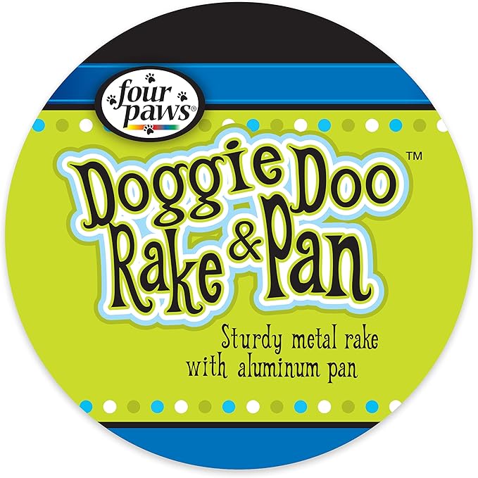 Four Paws Stainless Steel Long-Handled Dog Pooper Scooper Rake & Pan 2 Piece Set, Pet Waste Pickup Tool, 38" x 10"