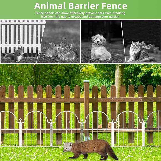 30 Pack White Decorative Garden Fence, 17in x33ft Garden Fencing Animal Barrier for Dogs, Rustproof Metal Fence Panels with Ground Stake, Arched Flower Bed Edging Borders for Yard & Patio