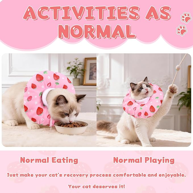 Cat Cone Collar Soft, Medium Waterproof Cat Recovery Collar for Wound Healing After Surgery or Neutering Alternative to Elizabethan Collars Medical Neck Cone for Cats and Puppies, Pink