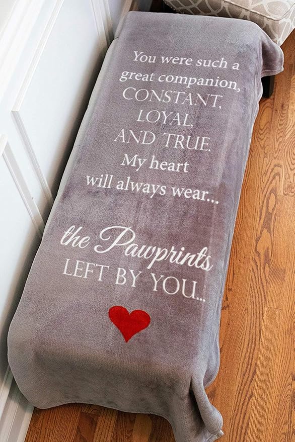 Pawprints Left by You Personalized Pet Memorial Blanket with Heartfelt Sentiment - Comforting Pet Loss/Bereavement Gift
