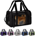 Pet Travel Carrier Bag – Airline Approved Soft-Sided Dog & Cat Carrier, Foldable, Breathable Mesh, Washable Pad – Fits Pets up to 15 lbs – The Pup Quartet (Black)