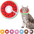 Cat Cone Collar Soft, Adjustable Cat Recovery Collars Kitten Cones to Stop Licking, Cute Donut E Collar After Surgery, Wound Healing Elizabethan Collar for Kittens (Watermelon, Medium)