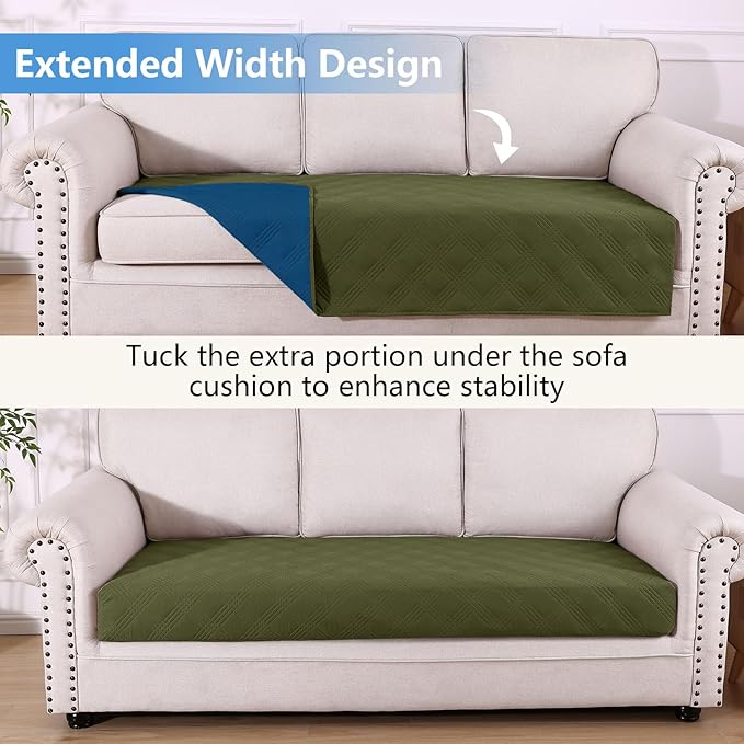 hyha Waterproof Dog Blanket, Reversible Pet Bed Blanket, Soft Sofa Couch Cover for Dogs Washable, Waterproof Pet Couch Covers for Sofa Puppy Cats Furniture Protector(40"x70", Green/Navy Blue)