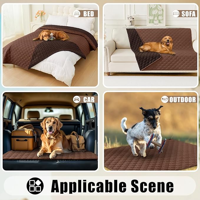 Smiry Waterproof Dog Bed Cover Blanket, Soft Reversible Pet Blanket, Washable Leakproof Cats Dogs Couch Cover for Sofa, Couch, Furniture (40x50 Inch, Brown/Chocolate)