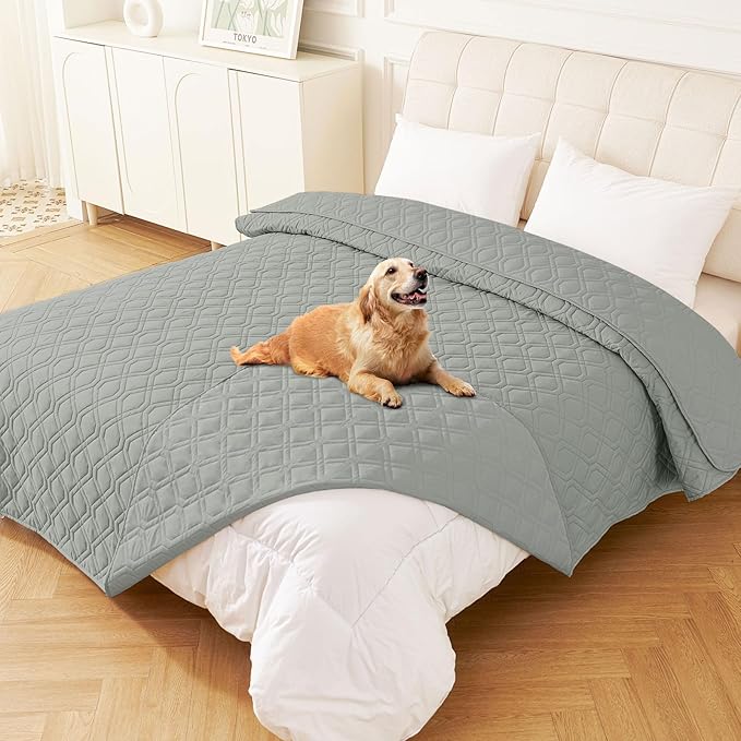 hyha Waterproof Dog Bed Blanket, Soft Pet Blankets, Waterproof Couch Cover for Dogs, Reversible Sofa Covers Washable for Furniture (82x102 Inch, Grey/Grey)