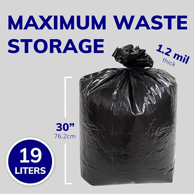 ActiveDogs Dog Poop Bucket Bags 12PK - Heavy Duty 5 Gallon Poop Bags for Dogs Waste Removal Trash Can, Bucket or Pail - Extra Thick 1.2ml Plastic Tear Resistant & Leak Proof Refill Liners