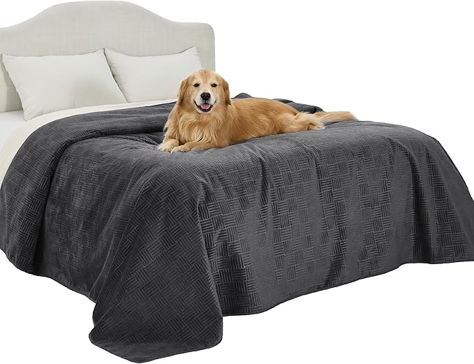 Bedsure Waterproof Bed Cover for Dogs Washable - Waterproof Blanket for King Bed Couch Sofa Cozy, Lightweight Furniture Protector for Pet Cat Quick Drying, Charcoal, 82x102IN