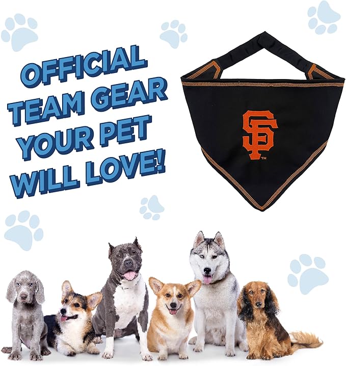 Pets First MLB SAN Francisco Giants TIE Bandana, Small/Medium. Dog Bandana Scarf Bib for Pet Cat Dog. The Ultimate Game-Day, Party Bandanna, Birthday Event