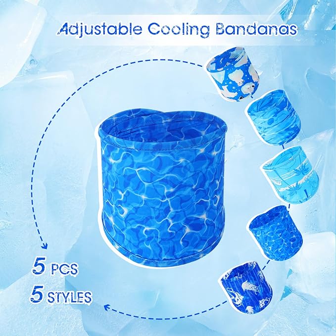 Talltalk 5 Pieces Dog Cooling Bandanas Neck Wraps Ice Scarf Pet Dog Cooling Collar Hunting Training Hiking Camping Accessories for Summer(L)