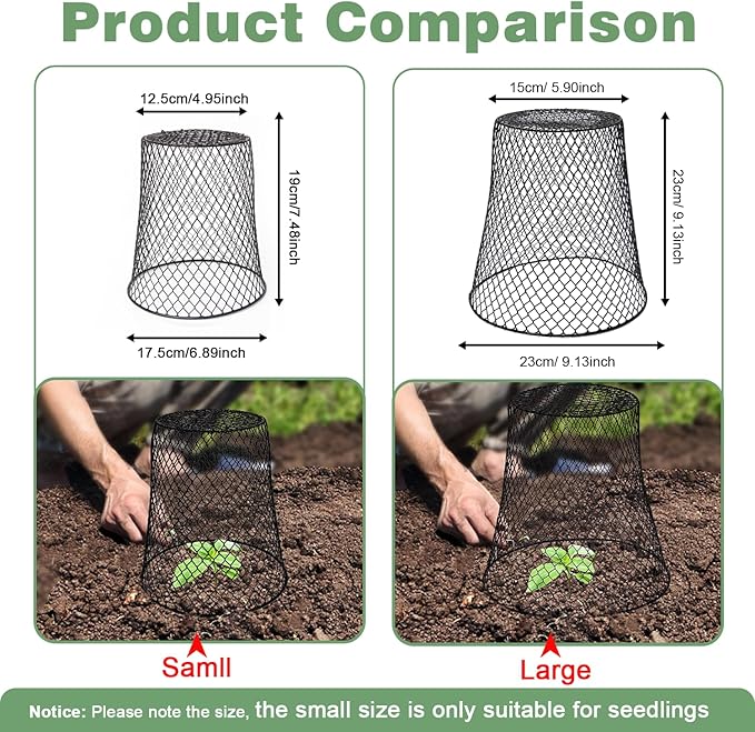 20 Pcs 6.8"×7.4" (Multiple Sizes/Quantities Available) Seedling Plant Protectors from Animals, Chicken Wire Plant Cage Garden Cloche to Protect Plants Vegetables from Rabbits Squirrels Chicken ﻿
