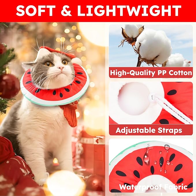 Cat Cone Collar Soft, Waterproof Cat Recovery Collar for Wound Healing Cute Donut Adjustable Kitten Cones to Stop Licking Comfortable NEC Elizabethan Collars for Cats Kittens After Surgery
