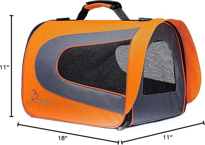 Pawer 18” x 11”x 11” Soft-Sided Foldable Airline Approved Pet Carrier for Cat, Puppy and Small Dog, Washable 600D Oxford Fabric, with Handle and Strap for Carry, Multiple Colors Available