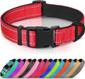 Joytale Reflective Dog Collar, Soft Neoprene Padded, Metal D-Ring, Nylon Pet Collar Adjustable for Puppy and Small Dogs, Red, XS