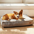 FUKUMARU 5.5-Inch Thick Dog Bed Mat, Washable Cat Bed with Waterproof Lining, Orthopedic Dog Beds for Senior Dogs, Cozy Flat Dog Kennel Bed for Crate, Non-Slip Pet Pillow Bed, Grey