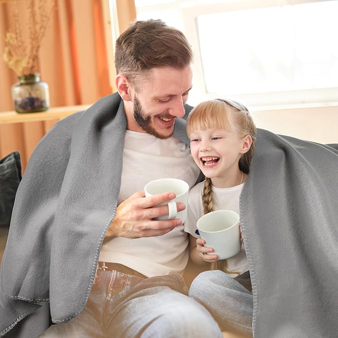 Fleece Throw Blankets Bulk Fleece Blankets Solid Wholesale Lightweight Warm Soft for Pet Bed Sofa Couch Office Wedding Gifts Travel Seasons Grey and Pink 50x60 Inches Pack of 6
