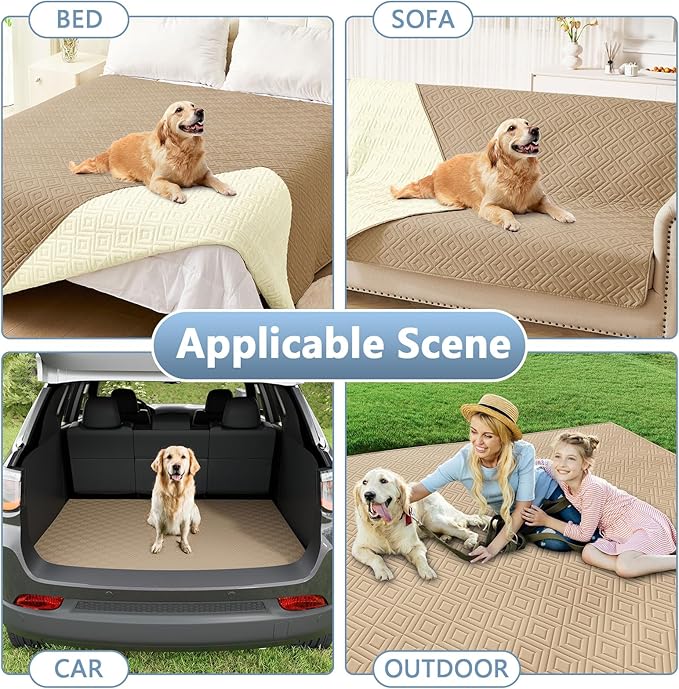 hyha Waterproof Dog Blanket, Soft Dog Bed Cover Pet Blankets, Waterproof Sofa Couch Cover for Dogs Washable, Reversible Pet Couch Covers for Sofa Furniture (40x70 Inch, Camel/Beige)