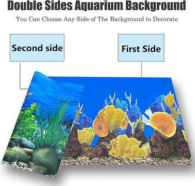 Aquarium Background Seabed Coral Rock Water Plants Fish Tank Backdrop 10 20 Gallon Fish Tank Background for Aquarium