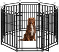 Heavy Duty Dog Playpen: 8 Steel Panels 47" Height, Square Steel Pipe with Reinforced Crossbars, 18FT 25 Sq.ft Portable Fence for Yard RV Camping, Snowy Black