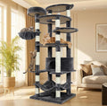 78.8" Large Cat Tree Tower for Indoor Kitties, Multi-Level Furniture Activity Center for Tall Cat Condo with Cozy Perches,Sisal Scratching Posts,Hammock and Basket (78.8 inch Dark Gray)