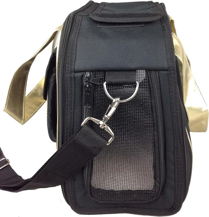 Pet Life ® 'Mystique' Fashion Designer Travel Soft-Folding Airline Apprived Pet Dog Carrier with Quilted Front Pocket