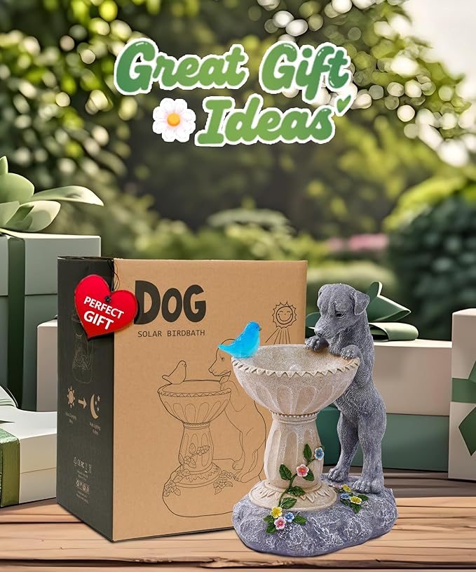 Nacome Solar Dog Garden Statues: Outdoor Decor Ornaments for Outside Decorations Lawn Porch Yard Art Patio Balcony - Birthday Gifts for Mom Grandma Women Lover