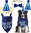 Weewooday Dog Birthday Party Supplies Birthday Boy Girl Cake Bandana Triangle Scarf Party Hat Dog Bow Tie Collar with Numbers for Large Medium Small Dog Puppy 1st Birthday(Elegant Style,X-Large)
