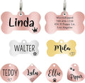 Ultra Joys Custom Personalized Dog ID Tag - Brushed Stainless Steel Bone, Rose Gold, Large