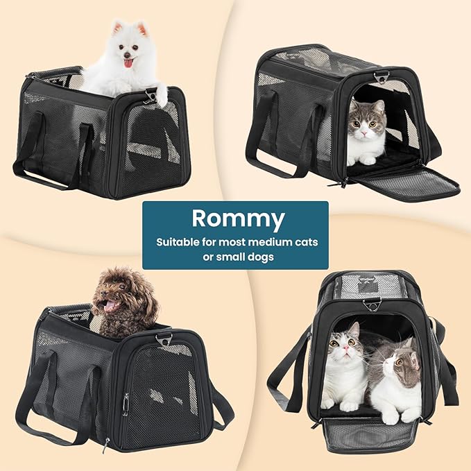 19 x 12 x 12 Large Cat Car Carrier – Roomy Escape-Proof Cat Car Seat for Safe Driving, Lockable Zippers & Safety Tether, Soft-Sided Travel Carrier for Road Trips & Vet Visits