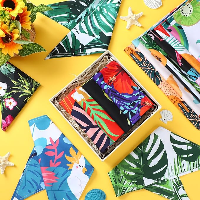 150 Pcs Hawaiian Dog Bandanas Bulk Pet Bibs Colorful Triangle Scarf Pet Bandanas for Medium Large Dogs Hawaiian Summer Luau Party Birthday Costume Decor