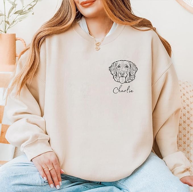 Custom Pet Sweatshirts with Photo and Name, Personalized Dog Sweatshirt, Gifts for Dog Mom, Dad