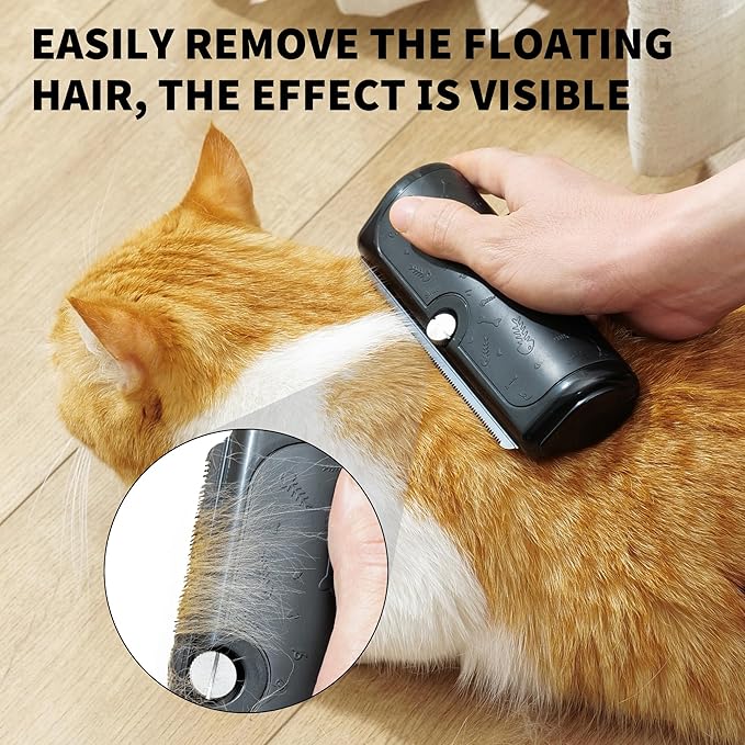 Dog Deshedding Brush & Shedding Blade, Undercoat Grooming Tool for Short & Medium Fur and Double Coats, Replaceable Metal Blade, Ergonomic Handle, Black