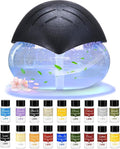 Water Air Washer for Home, Humidifier & Essential Oil Diffuser, 7-Color LED Mood Light, Auto Shut-Off, Includes 24x10ml Essential Oils Variety Set, Air Freshener for Pet & Smoke Odors, Black