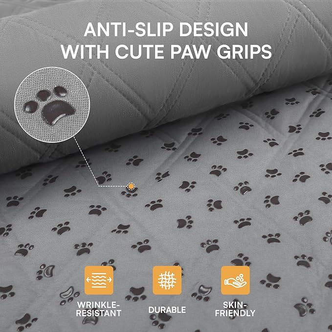 Luciphia 100% Waterproof Couch Cover Blanket for Dogs Anti-Slip Pet Couch Protector Sofa Mat Puppy Cat with Non-Slip Bottom, Light Grey, 30x70 Inch