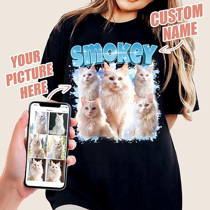 JIX & JOKY Custom Your Own Bootleg Rap Shirts with Dog Faces Custom Pet Shirt for Men Graphic Tshirt Gift Idea for Pet Lovers
