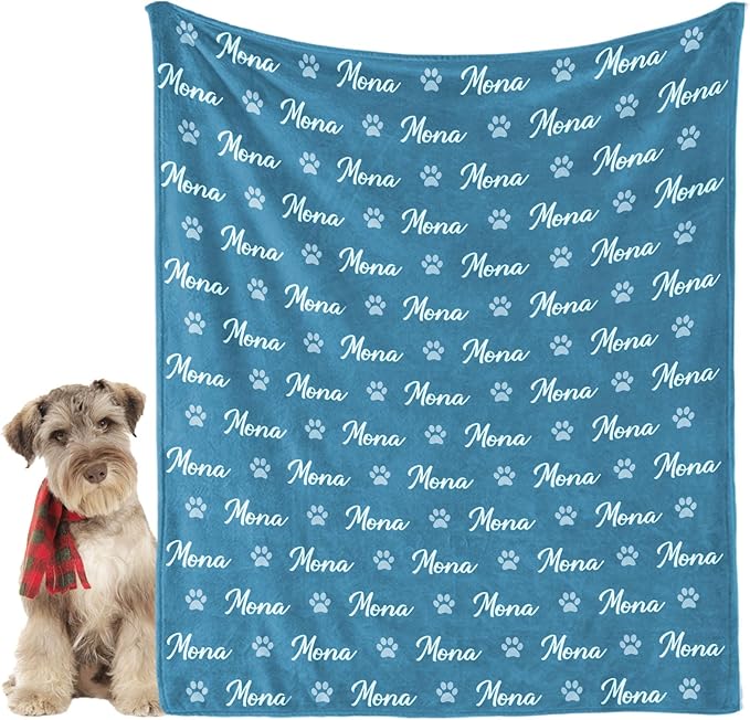 Personalized Dog Blanket, Customized Pet Blankets with Name Picture, Throw Blanket for Small Medium Large Dog Puppy Cat