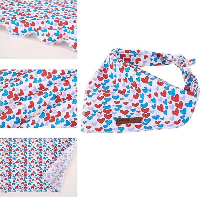 lionet paws Valentines Dog Bandana for Small Medium Large Dogs, Cat Dog Kerchief Triangle Bibs Scarf for Girl Boy