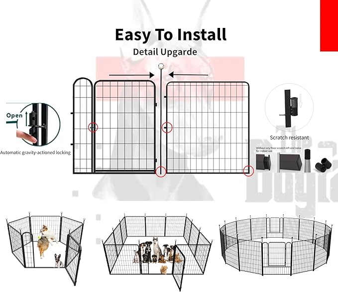 Portable Dog Crates & Playpen, 32'' Metal Pet Pen for Small/Medium Dogs, Easy-Carry Straps, Ideal for Indoor/Outdoor, Camping, RV, Yard (One Door)