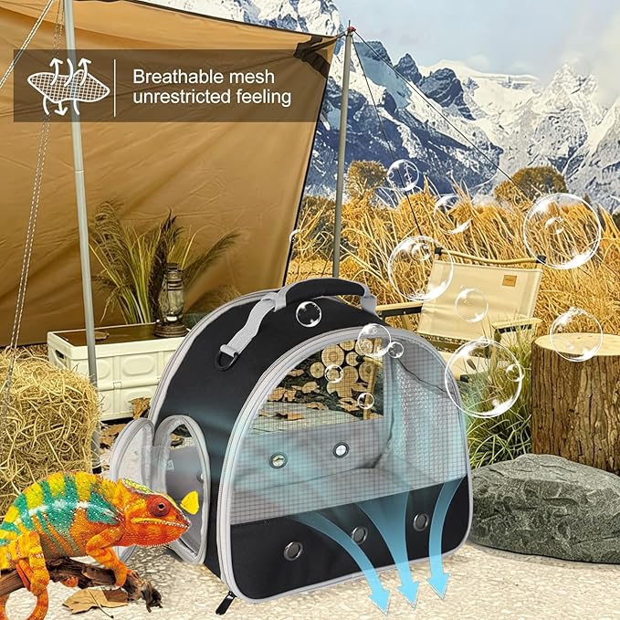 Ventilation Carrier for Bearded Dragon,Guinea Pig Carrier,Guinea Pig Carrier for 2,Reptile Travel Carrier for Lizards Sugar Glider Hedgehog Rat Parrot Birds,Airline Approved Black