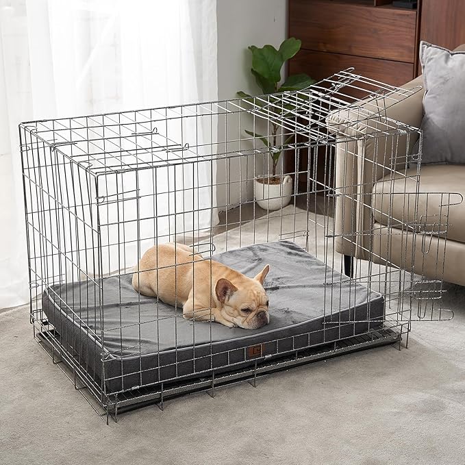 EHEYCIGA Waterproof Dog Bed Orthopedic 35"x23", Memory Foam Pet Bed for Larged Size Dogs, Washable Pet Mat with Removable Cover, Dark Grey