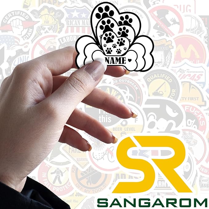 Custom Dog Paw Bone Sticker Personalized Pet Name Decal Cute Heart and Pawprint Design Waterproof Durable Vinyl for Dog Owners Laptops Cars Crates Water Bottles Pet Supplies Animal Lover Gift