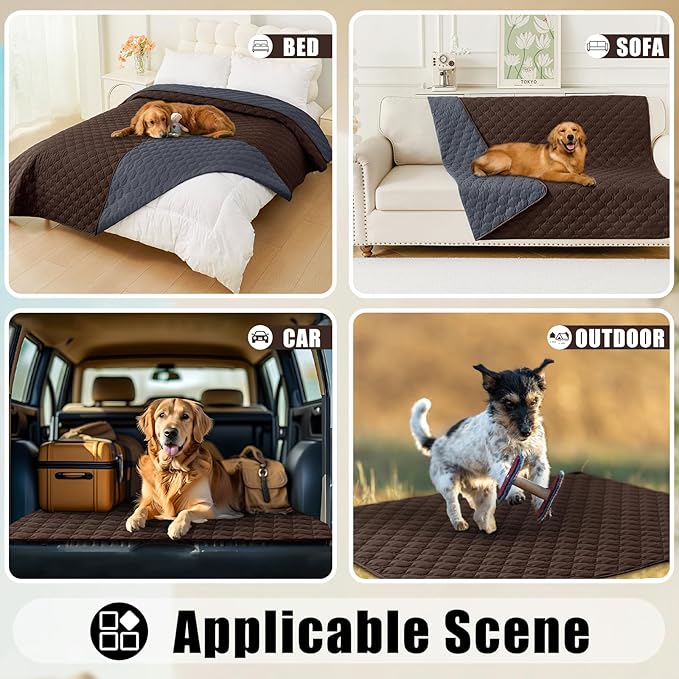 Smiry Waterproof Dog Bed Cover Blanket, Soft Reversible Pet Blanket, Washable Leakproof Cats Dogs Couch Cover for Sofa, Couch, Furniture (82x102 Inch, Chocolate/Dark Grey)