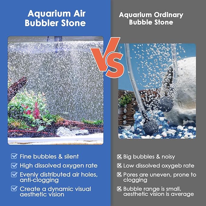 hygger Aquarium Bubble Strip, Nano Air Bubble Curtain Wall Aquarium, Quiet High Dissolved Oxygen Diffuser Fish Tank Bubbler Decorations Self-Sinking for Freshwater Saltwater (16.9 Inch)